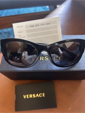 Versace Black Sunglasses with Dark Lenses